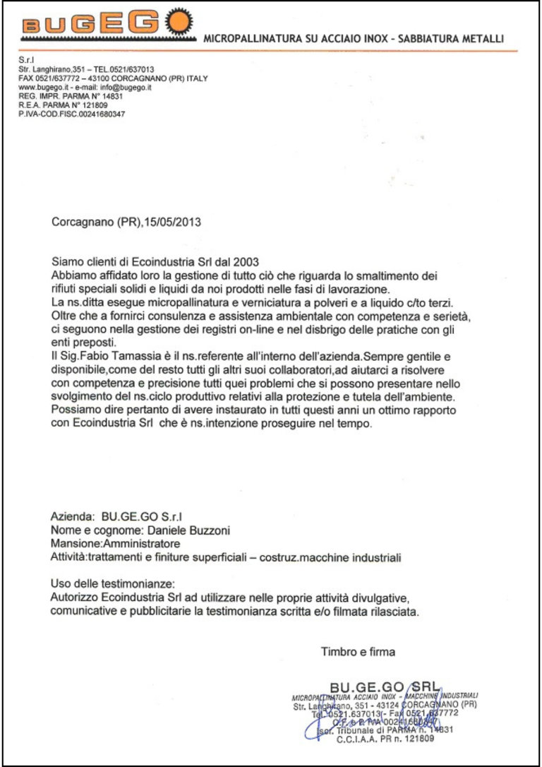 Testimonianza BU.GE.GO