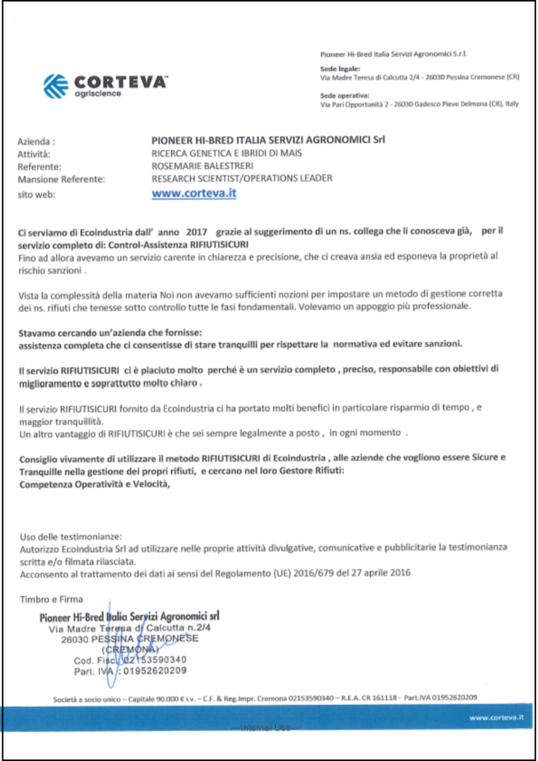 Testimonianza CORTEVA
