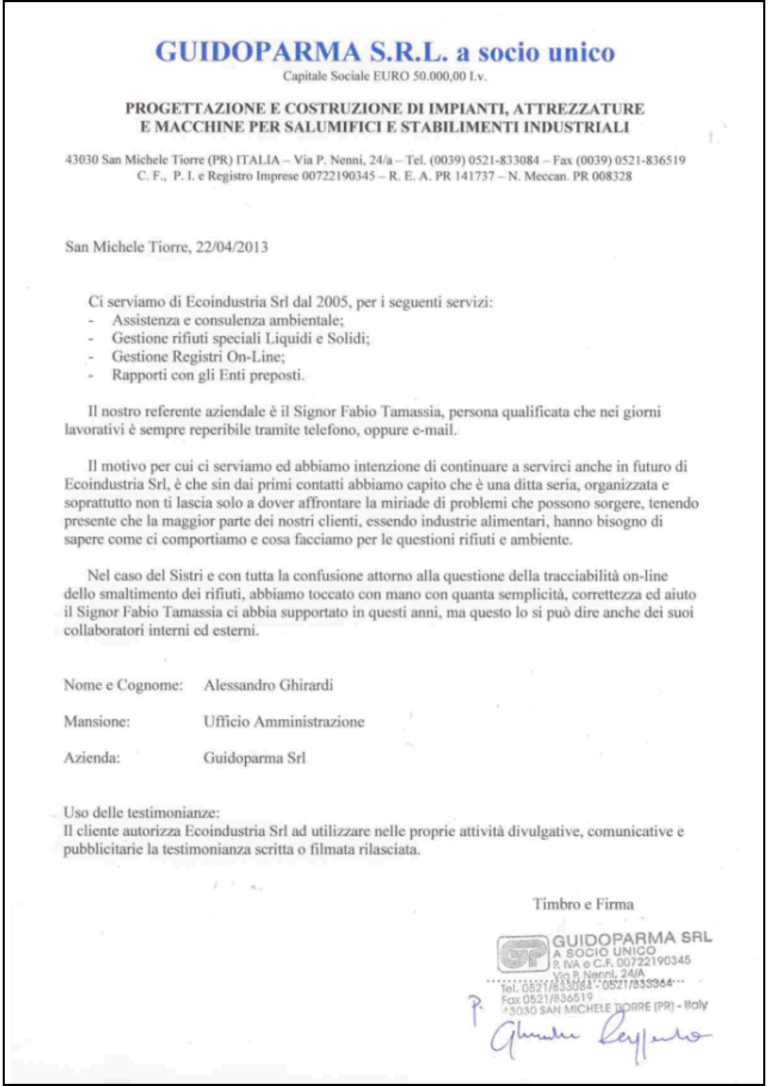 Testimonianza GUIDOPARMA