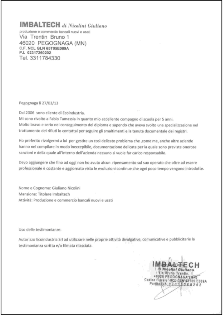 Testimonianza IMBALTECH