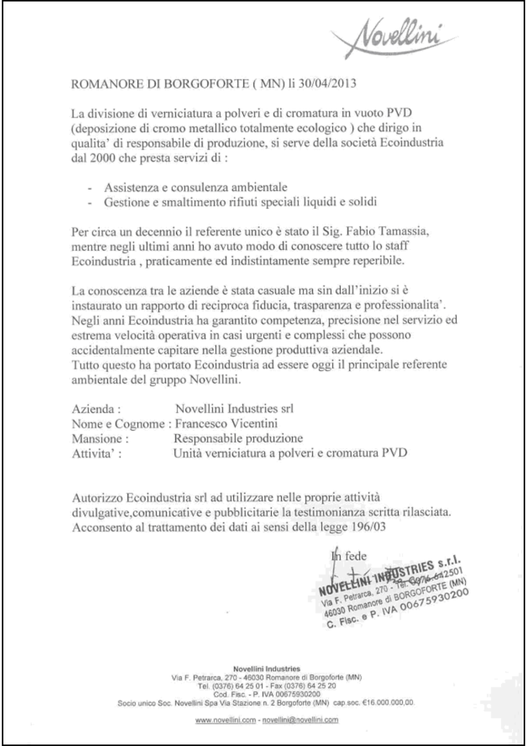 Testimonianza NOVELLINI